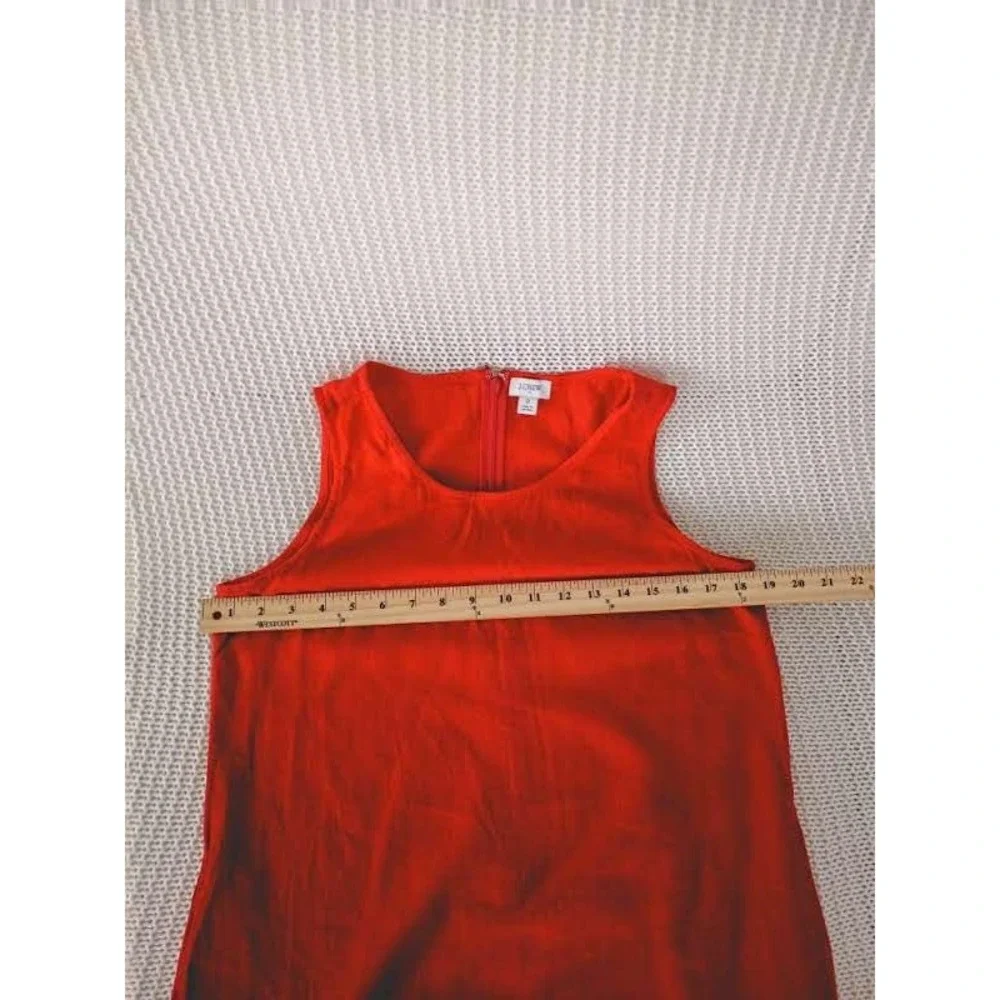 J.CREW Red Linen Blnd Sleeveless Shift Dress Fits S NWOT Minimalist Classic $148